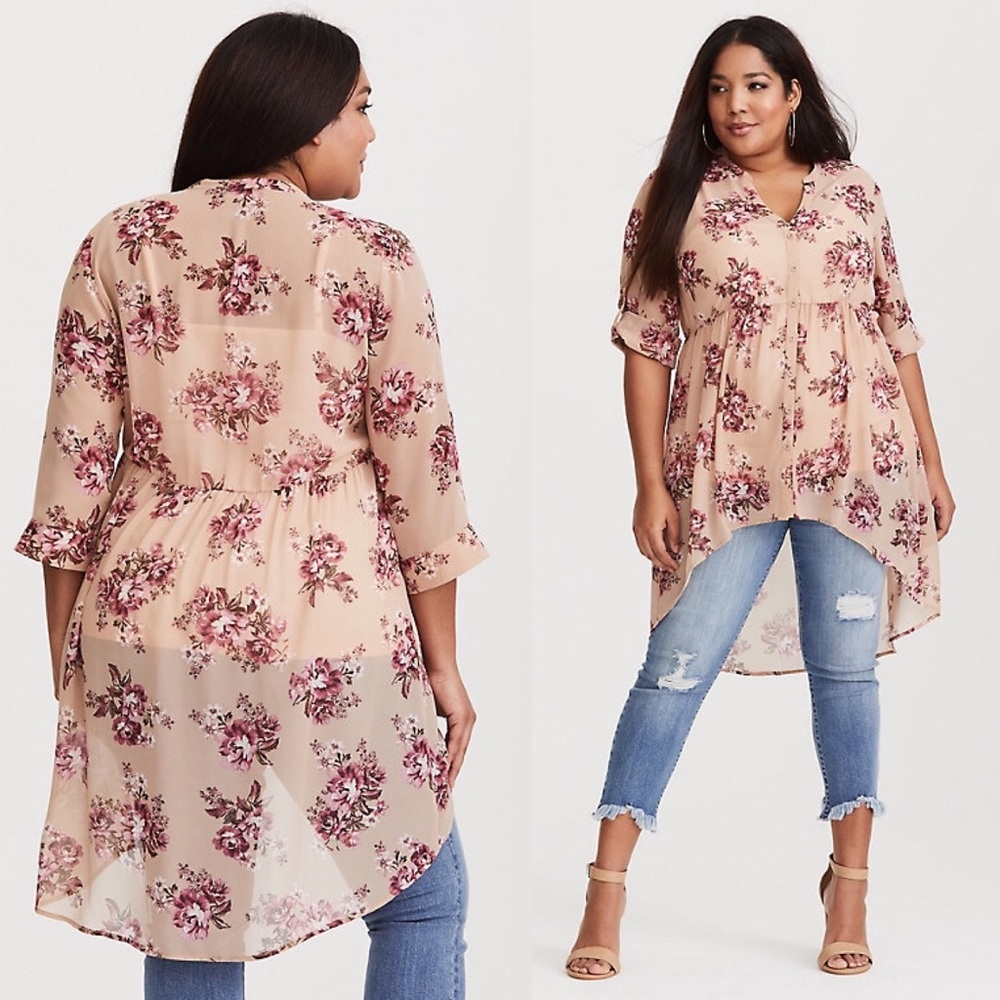 SOLD Torrid Hi-Lo Chiffon Tunic - Picture 1 of 8